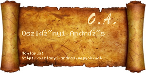Oszlányi András névjegykártya